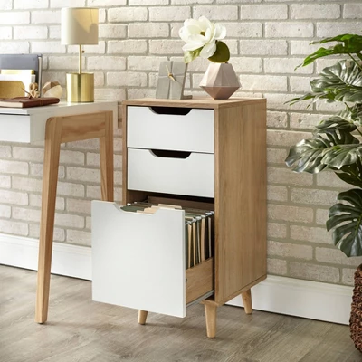 Este 3 Drawer Filing Cabinet Natural/White - Buylateral 5 Este 3 Drawer Filing Cabinet Natural/White - Buylateral - Image 3
