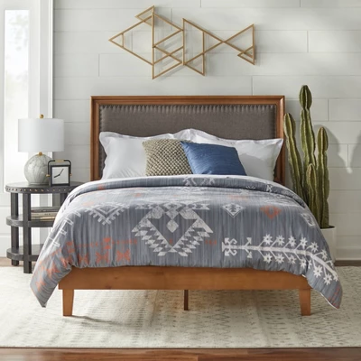 Queen Shaye Upholstered And Rustic Wood Bed - Buylateral 3 Queen Shaye Upholstered And Rustic Wood Bed - Buylateral