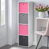 4.25" Utility Bookcase Tower With 4 Fabric Bins White/Pink - Buylateral