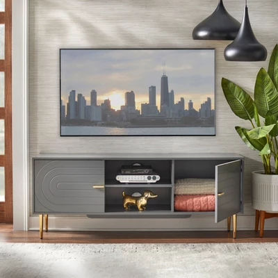 Tabaria TV Stand For TVs Up To 55" Gray - Buylateral 4 Tabaria TV Stand For TVs Up To 55" Gray - Buylateral - Image 2