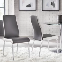 Set Of 2 Nora Contemporary Dining Chairs Gray/White - Buylateral