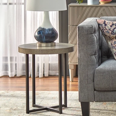 Era Round Contemporary End Table Gray/Black - Buylateral 3 Era Round Contemporary End Table Gray/Black - Buylateral