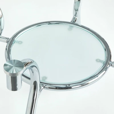 39.5" Round Mabel Glass Top And Chrome Base Dining Table Clear/Chrome - Buylateral 4 39.5" Round Mabel Glass Top And Chrome Base Dining Table Clear/Chrome - Buylateral - Image 2