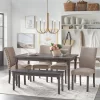 6pc Burntwood Parson Dining Set With Bench Weathered Gray - Buylateral -Living Room Furniture Store GUEST 481b2987 1197 4e36 98ed 0eb9bc580d9b
