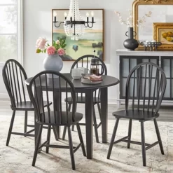 5pc Chadwick Drop Leaf Dining Set With 4 Windsor Chairs - Buylateral