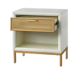 Lati Rattan Drawer End Table White/Natural - Buylateral -Living Room Furniture Store GUEST 59eafa8d ecb7 42cb 8907 520d2d9c780a