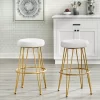Set Of 2 30" Mazzini Faux Leather And Metal Counter Height Barstools White/Gold - Buylateral -Living Room Furniture Store GUEST 64863a62 0272 49c1 9e42 d78e47bb6dd9