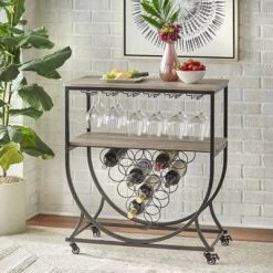 Martino Bar Cart Black/Natural - Buylateral