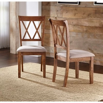 Set Of 2 Roma Cross Back Dining Chairs Driftwood - Buylateral 3 Set Of 2 Roma Cross Back Dining Chairs Driftwood - Buylateral