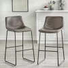 Set Of 2 30" Draper Metal Counter Height Barstool Brown Faux Leather/Black - Buylateral -Living Room Furniture Store GUEST 6c803997 2f8f 45ef 9be6 8f4684e93417