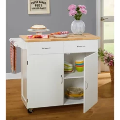 Large Kitchen Cart With Wood Top White - Buylateral -Living Room Furniture Store GUEST 6d7a5abc e872 4006 b5ad 87a9c5fa2896