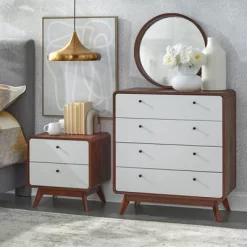 Cassie Mid-Century Modern 4 Drawer Chest Walnut/White - Buylateral -Living Room Furniture Store GUEST 6dedaa84 3554 4f14 a7f5 a53330c49d7a