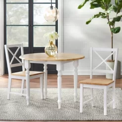 3pc Virginia Dining Set Wood/White - Buylateral