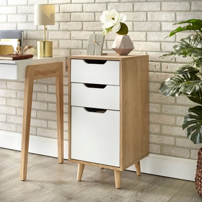 Este 3 Drawer Filing Cabinet Natural/White - Buylateral 3 Este 3 Drawer Filing Cabinet Natural/White - Buylateral