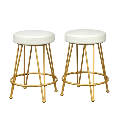 Set Of 2 24" Mazzini Faux Leather And Metal Counter Height Barstools - Buylateral 8 Set Of 2 24" Mazzini Faux Leather And Metal Counter Height Barstools - Buylateral - Image 6