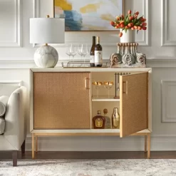 Lati Rattan Door Buffet Antique White/Natural - Buylateral -Living Room Furniture Store GUEST 8f11d5d0 134b 460d 8584 59b35122b677