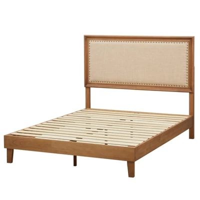 Queen Shaye Upholstered And Rustic Wood Bed - Buylateral 7 Queen Shaye Upholstered And Rustic Wood Bed - Buylateral - Image 5