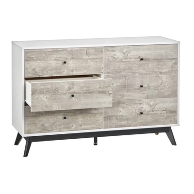 Crislana Mid-Century Modern 6 Drawer Dresser Gray/White - Buylateral 5 Crislana Mid-Century Modern 6 Drawer Dresser Gray/White - Buylateral - Image 3