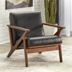 Bianca Mid-Century Modern Armchair Black/Walnut - Buylateral
