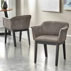 Set Of 2 Jonas Dining Arm Chairs Gray/Black - Buylateral