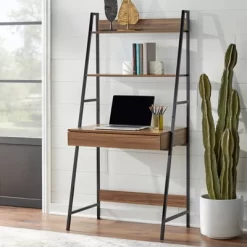3pc Denton Ladder Desk And Shelf Walnut/Black - Buylateral -Living Room Furniture Store GUEST aeb7134a 84b9 4fbb ada4 922c6f3e8ba0 1