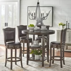 42" 5pc Adam Round Pub Dining Set Brown - Buylateral