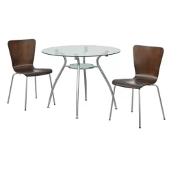 3pc Itza Round Glass Top And Chrome Base Dining Set - Buylateral -Living Room Furniture Store GUEST bae4e717 4910 4491 a311 c46d5bdca589