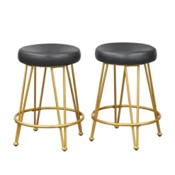 Set Of 2 24" Mazzini Faux Leather And Metal Counter Height Barstools - Buylateral 12 Set Of 2 24" Mazzini Faux Leather And Metal Counter Height Barstools - Buylateral -Living Room Furniture Store GUEST edb68f6e 6c76 42ee b8fc 1404e2b1497e